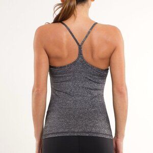 Lululemon Power Y Tank Heathered Black Black yoga athletic stretch compression 8
